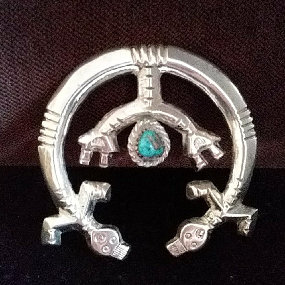 Native American Turquoise Naja Brooch or Pendant